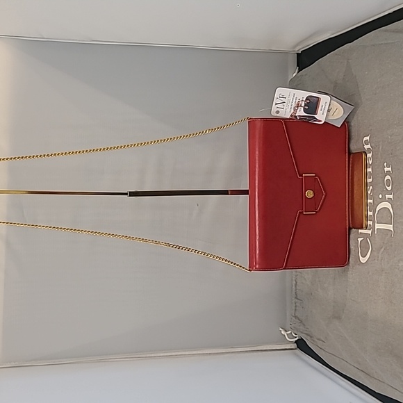 DIOR VINTAGE 2000'S STUNNING RED CALFSKIN LEATHER 3-WAY BAG CONTRAST STITCH/GOLD - Picture 6 of 17